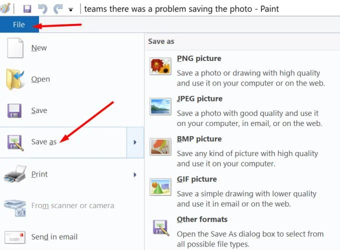 Microsoft Teams：保存照片時出現問題