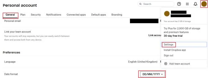Dropbox: jak zmienić format daty