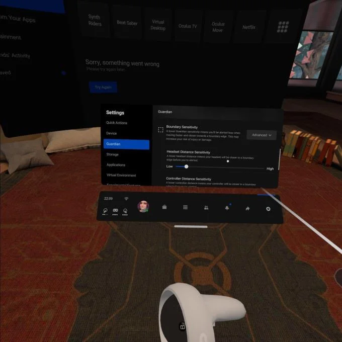 VR Oculus Quest 2：如何調整邊界靈敏度