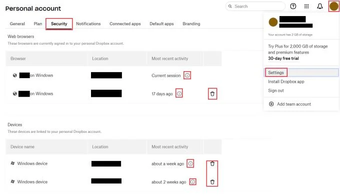 Dropbox: jak sprawdzić, które przeglądarki i urządzenia są zalogowane na Twoje konto