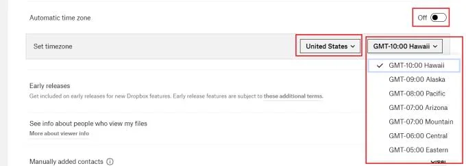 Dropbox: jak zmienić strefę czasową