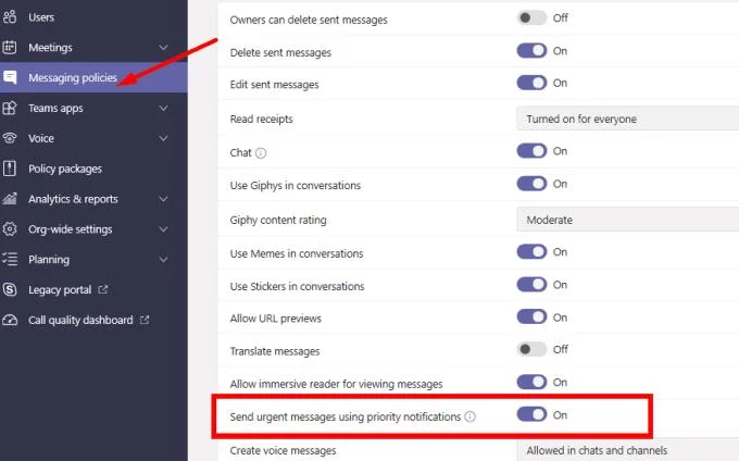 在 Microsoft Teams 中禁用緊急消息