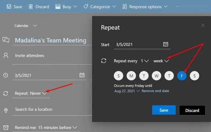 Como configurar uma reunião recorrente em equipes