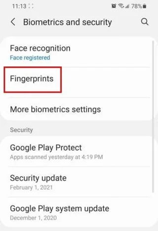 Galaxy S21 Plus: een vingerafdruk toevoegen of verwijderen