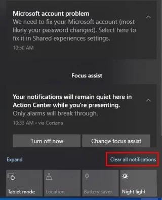 Windows10アクションセンターとは何ですか。