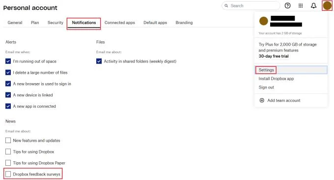 Dropbox: jak zarejestrować się w ankietach z opiniami przez e-mail