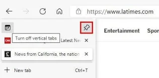 MicrosoftEdgeで垂直タブを有効または無効にする方法