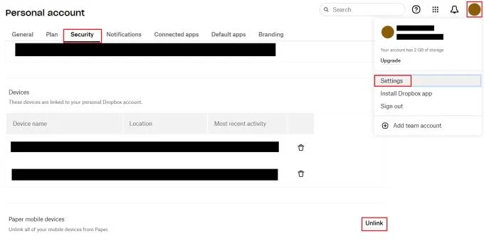 Dropbox: jak odłączyć wszystkie swoje urządzenia od papieru