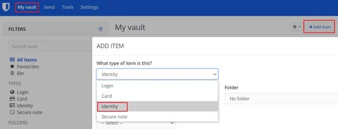 Bitwarden：VaultにIDを追加する方法