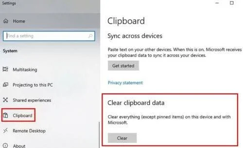 Cách xóa lịch sử bảng tạm của Windows 10