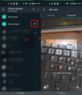Dodaj nowy kontakt WhatsApp za pomocą niestandardowego kodu QR