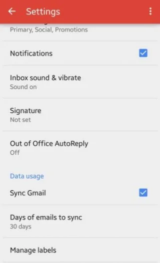 การปิดการซิงค์ข้อมูลอัตโนมัติในแอป Gmail