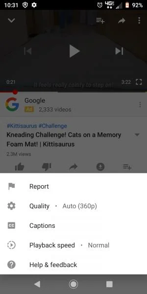Definindo a velocidade de reprodução padrão no aplicativo do YouTube