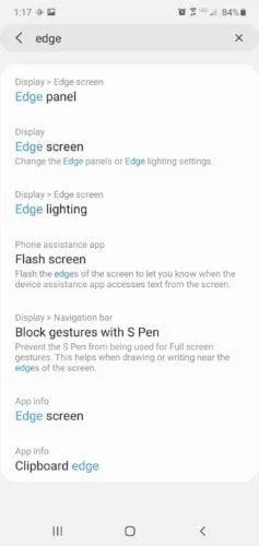 Usuwanie oświetlenia krawędzi w Samsung Galaxy S20