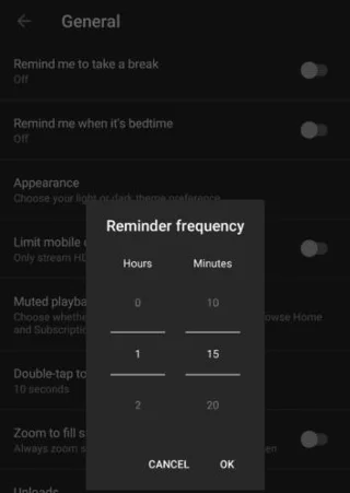 Skonfiguruj YouTube na Androida, aby przypominał Ci o przerwie