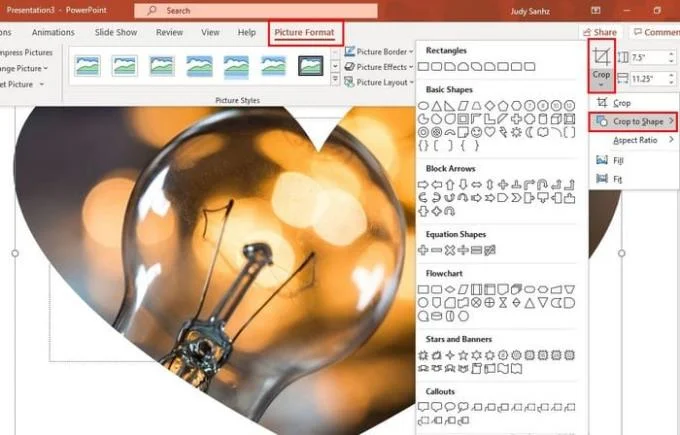 Dar forma a uma imagem no PowerPoint