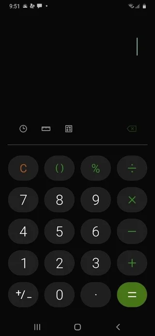 Usando conversões de unidades na calculadora Samsung