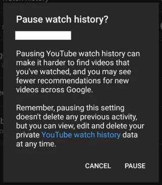 Jak wstrzymać historię oglądania w YouTube na Androida