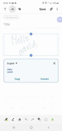 Converter manuscrito em texto com Samsung Notes