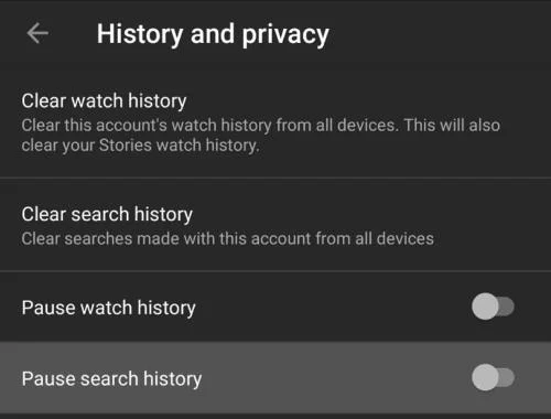 Hoe de zoekgeschiedenis in YouTube op Android te onderbreken