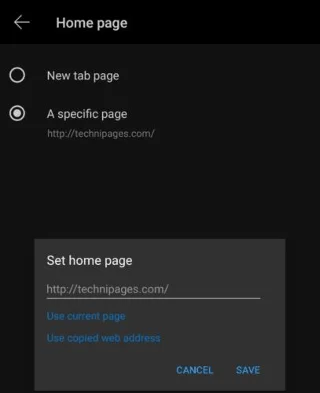 De startpagina wijzigen in de Edge Browser op Android