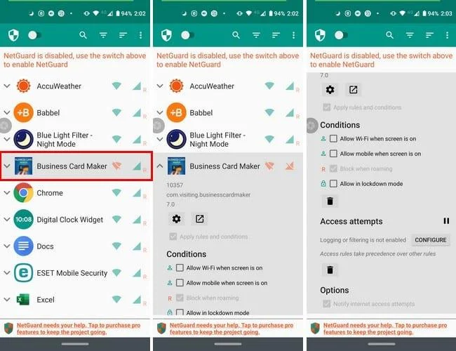 Internettoegang blokkeren voor specifieke Android-apps