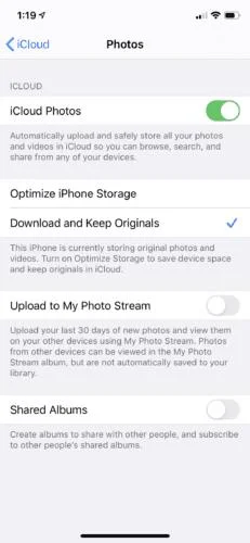 การใช้ iCloud เพื่อแชร์รูปภาพ
