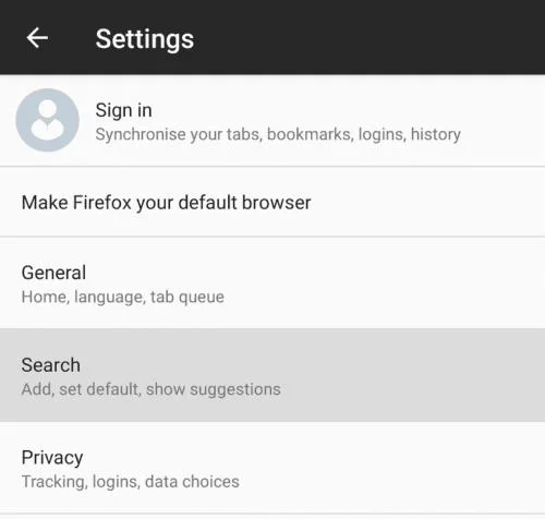 Firefox dla Androida: jak zmienić domyślną wyszukiwarkę