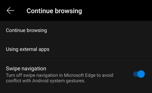 Zapobiegaj otwieraniu innych aplikacji przez Edge dla Androida