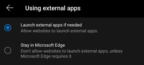 Zapobiegaj otwieraniu innych aplikacji przez Edge dla Androida