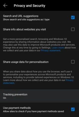 Edge cho Android: Cách định cấu hình chặn trình theo dõi
