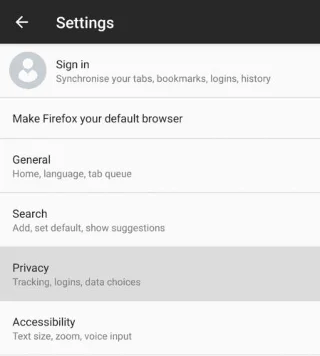 Firefox dla Androida: Jak włączyć ochronę przed śledzeniem