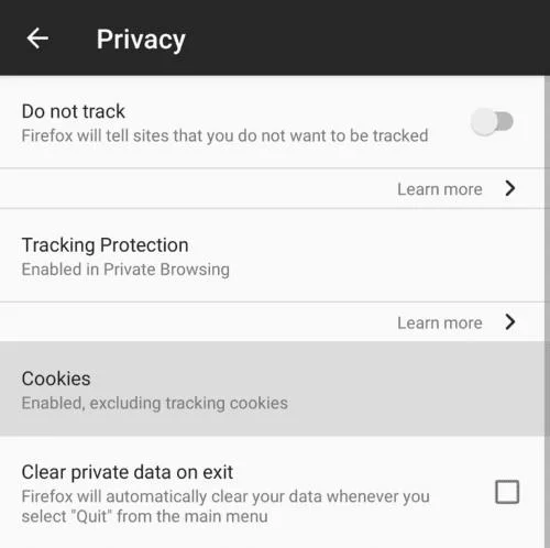 Firefox dla Androida: jak zarządzać preferencjami plików cookie