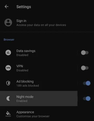 Opera para Android: Cómo configurar el modo oscuro