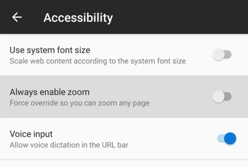 Firefox dla Androida: jak wymusić włączenie powiększania