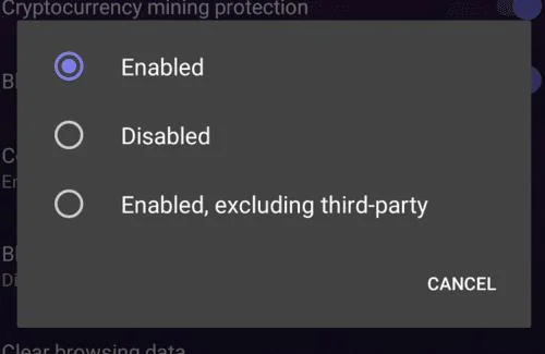 Opera Touch: configurar preferencias de cookies