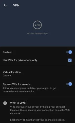 Opera para Android: Cómo configurar la VPN incorporada