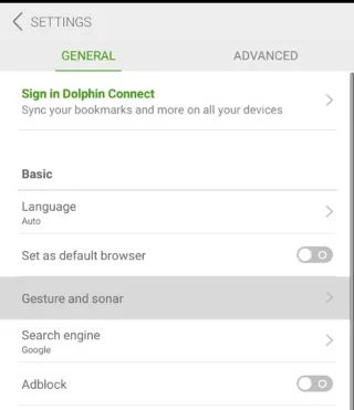 Dolphin na Androida: Skonfiguruj niestandardowe gesty