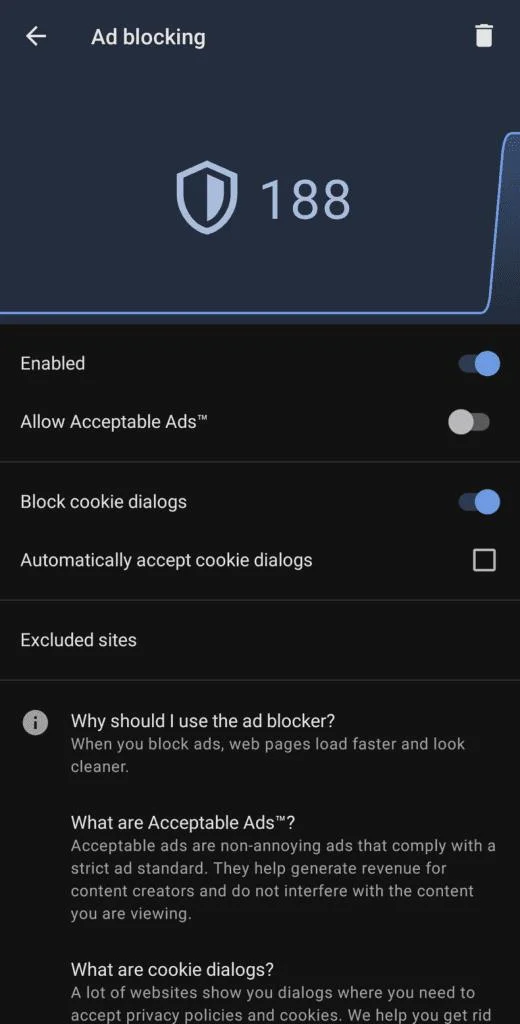 Opera voor Android: Ad-Blocker configureren