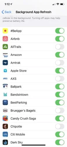 Achtergrondgegevens uitschakelen op iPhone 10