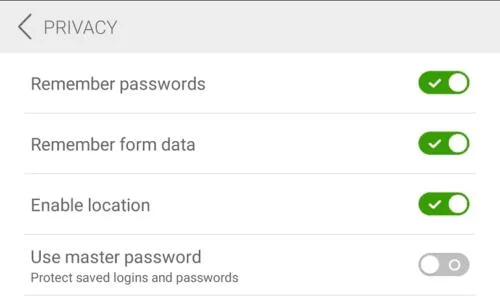 Dolphin voor Android: Automatisch invullen van formulieren uitschakelen