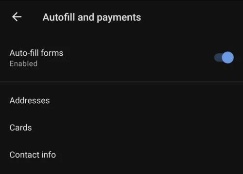 Android版Opera：オートフィルを設定する方法