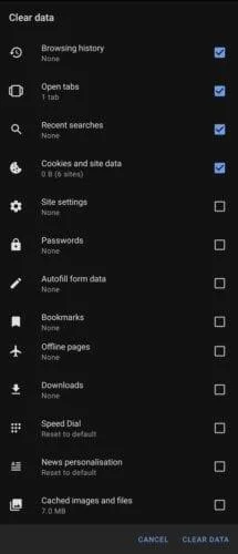 Opera na Androida: jak usunąć dane przeglądania