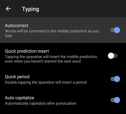 SwiftKey：オートコレクトを有効または無効にする方法
