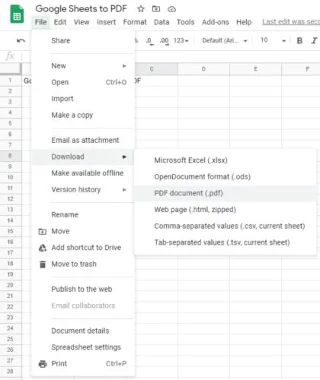 GoogleスプレッドシートをPDFに変換する方法
