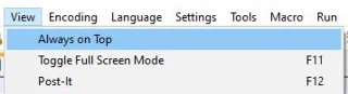 Notepad ++を常に一番上に設定する方法