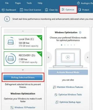Como desfragmentar apenas unidades específicas no BootSpeed ​​11