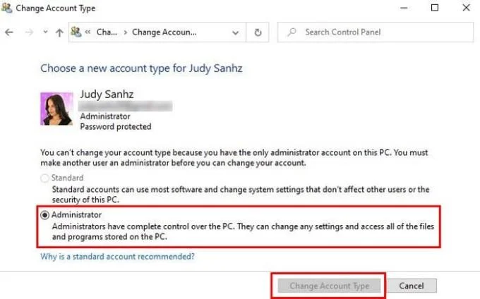 Come trasformare un account Windows standard in un account amministrativo