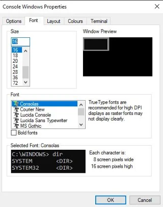 Windows Command Prompt: Cách thay đổi phông chữ và màu sắc