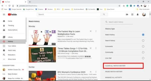 วิธีล้างประวัติการดู YouTube ในแอป